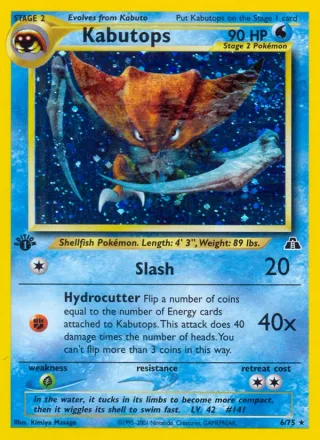 Kabutops #6 · Neo Discovery Pokémon card