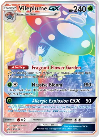 Vileplume GX #250 · Cosmic Eclipse Pokémon card