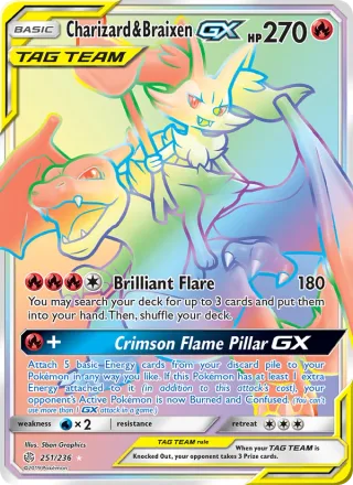 Charizard & Braixen GX #251 · Cosmic Eclipse Pokémon card