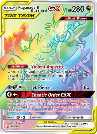 Naganadel & Guzzlord GX #260 · Cosmic Eclipse Pokémon card