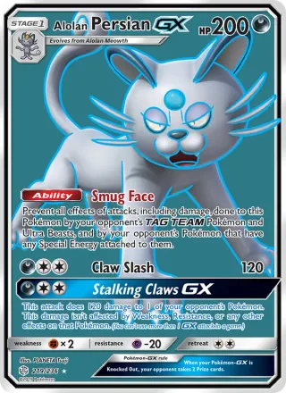 Alolan Persian GX #219 · Cosmic Eclipse Pokémon card
