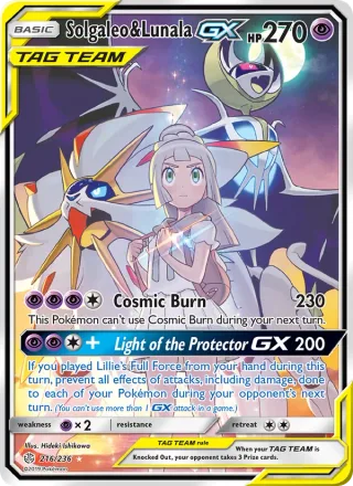 Solgaleo & Lunala GX #216 · Cosmic Eclipse Pokémon card