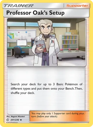Professor Oak’s Setup #201 · Cosmic Eclipse Pokémon card