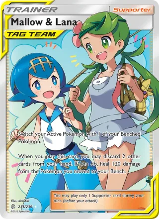 Mallow & Lana #231 · Cosmic Eclipse Pokémon card