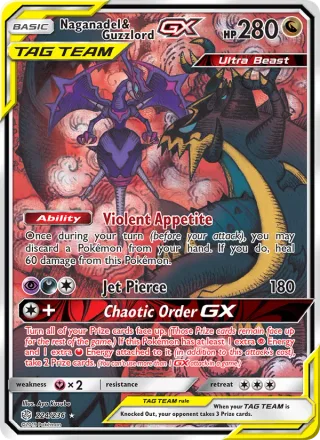 Naganadel & Guzzlord GX #224 · Cosmic Eclipse Pokémon card