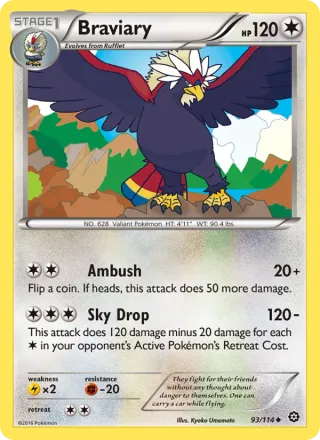 Braviary #93 · Steam Siege Pokémon card