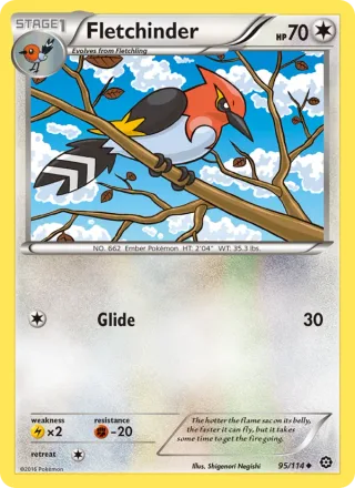 Fletchinder #95 · Steam Siege Pokémon card