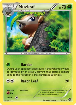 Nuzleaf #10 · Steam Siege Pokémon card