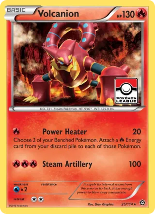 Volcanion #25 · Steam Siege Pokémon card