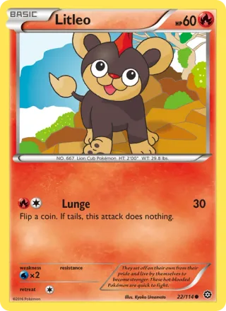 Litleo #22 · Steam Siege Pokémon card