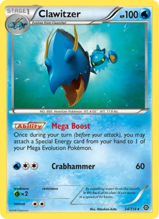 Clawitzer #34 · Steam Siege Pokémon card