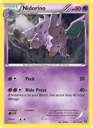 Nidorino #44 · Steam Siege Pokémon card