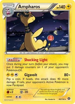 Ampharos #40 · Steam Siege Pokémon card