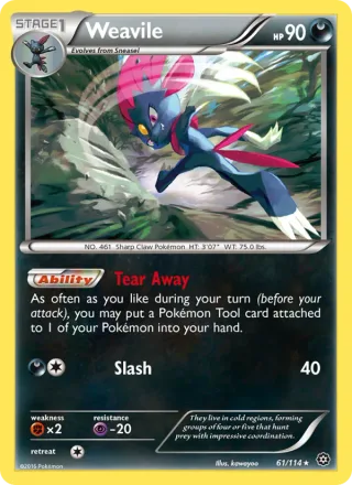 Weavile #61 · Steam Siege Pokémon card