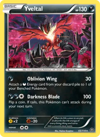 Yveltal #65 · Steam Siege Pokémon card