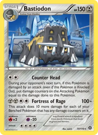 Bastiodon #70 · Steam Siege Pokémon card