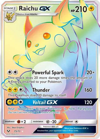 Raichu GX #75 · Shining Legends Pokémon card