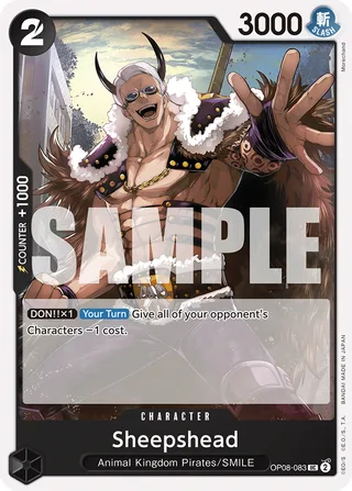 Sheepshead #OP08-083 · Two Legends Pre-Release Cards One Piece card