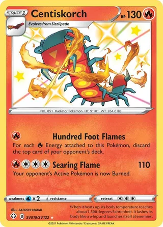 Centiskorch #SV019 · Shining Fates Shiny Vault Pokémon card