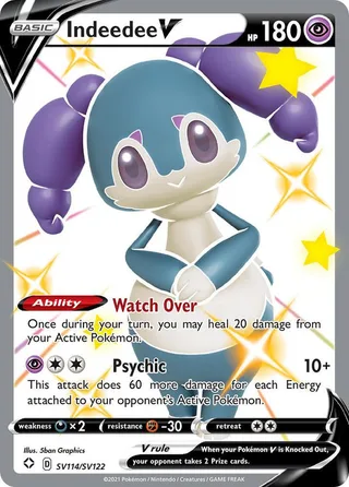 Indeedee V #SV114 · Shining Fates Shiny Vault Pokémon card