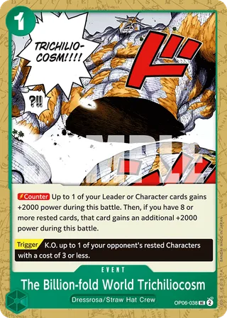 The Billion-fold World Trichiliocosm #OP06-038 · Wings of the Captain Pre-Release Cards One Piece card