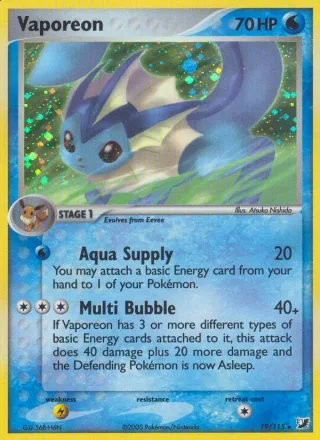 Vaporeon #19 · Unseen Forces Pokémon card