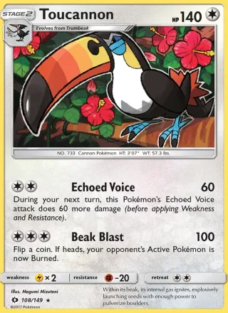 Toucannon #108 · Sun & Moon Pokémon card