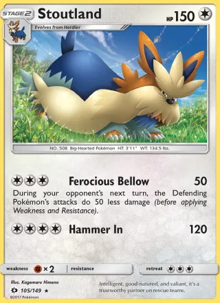 Stoutland #105 · Sun & Moon Pokémon card