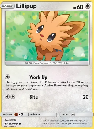 Lillipup #103 · Sun & Moon Pokémon card