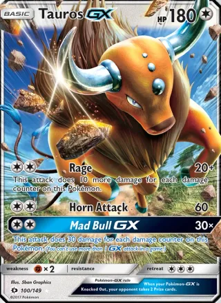 Tauros GX #100 · Sun & Moon Pokémon card