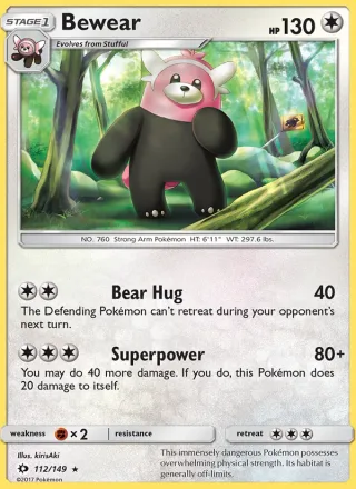 Bewear #112 · Sun & Moon Pokémon card