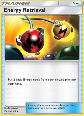 Energy Retrieval #116 · Sun & Moon Pokémon card