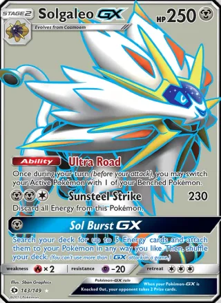 Solgaleo GX #143 · Sun & Moon Pokémon card