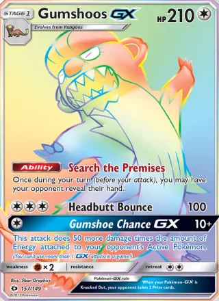 Gumshoos GX #157 · Sun & Moon Pokémon card