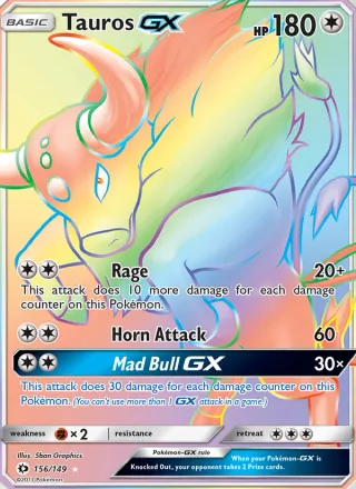 Tauros GX #156 · Sun & Moon Pokémon card