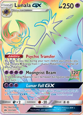Lunala GX #153 · Sun & Moon Pokémon card