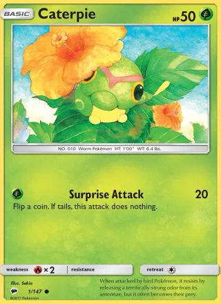 Caterpie #1 · Burning Shadows Pokémon card