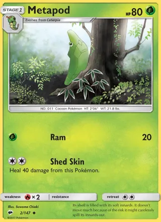 Metapod #2 · Burning Shadows Pokémon card
