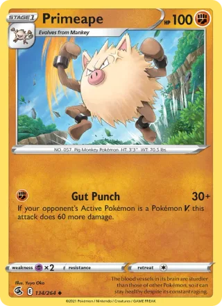 Primeape #134 · Fusion Strike Pokémon card