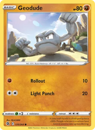 Geodude #135 · Fusion Strike Pokémon card