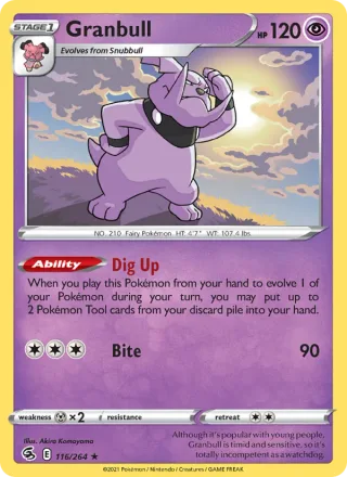 Granbull #116 · Fusion Strike Pokémon card
