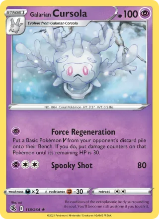Galarian Cursola #118 · Fusion Strike Pokémon card