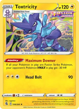 Toxtricity #108 · Fusion Strike Pokémon card