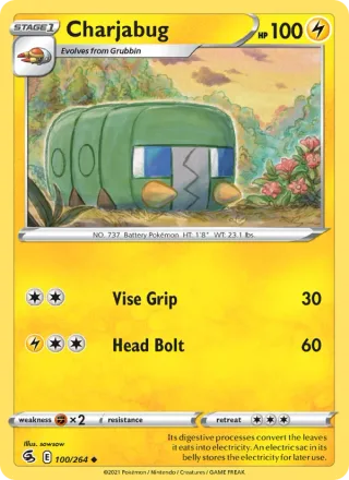 Charjabug #100 · Fusion Strike Pokémon card