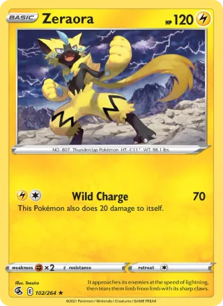 Zeraora #102 · Fusion Strike Pokémon card