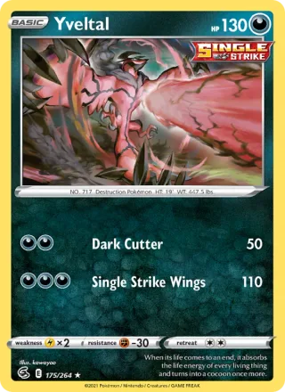 Yveltal #175 · Fusion Strike Pokémon card