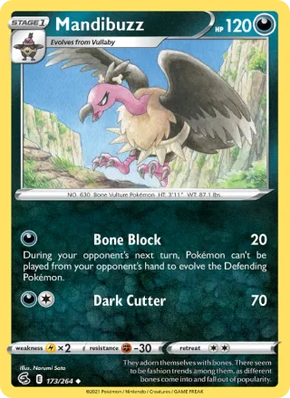 Mandibuzz #173 · Fusion Strike Pokémon card