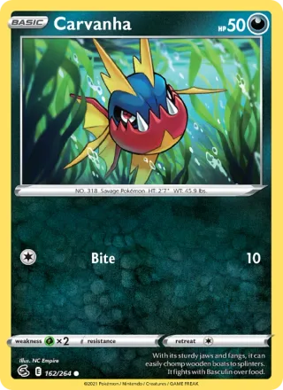 Carvanha #162 · Fusion Strike Pokémon card