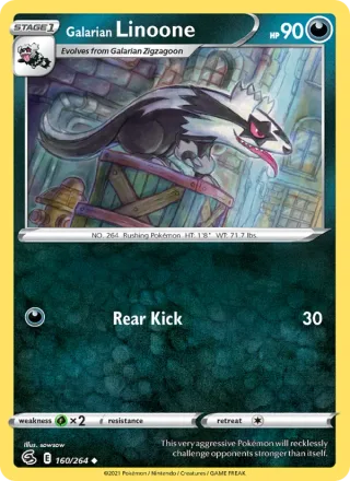 Galarian Linoone #160 · Fusion Strike Pokémon card