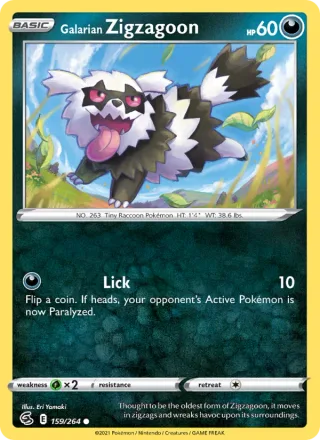 Galarian Zigzagoon #159 · Fusion Strike Pokémon card